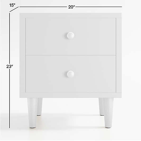 Finn White  Wood 2-Drawer Kids Nightstand