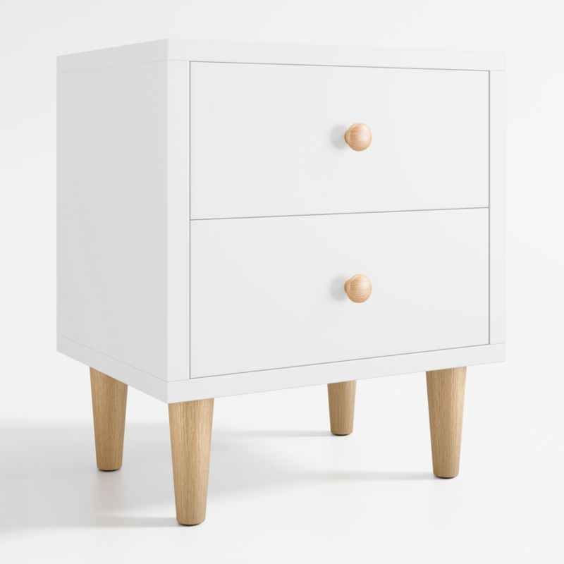 Finn White  Wood 2-Drawer Kids Nightstand