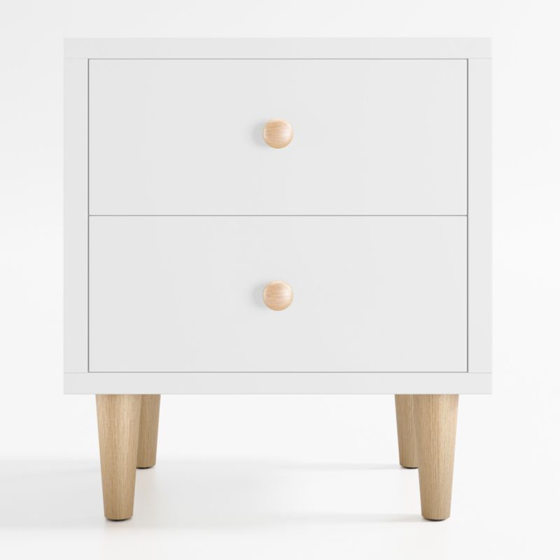 Finn White  Wood 2-Drawer Kids Nightstand