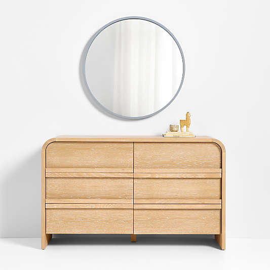 Finn Blue Wooden 31" Round Kids Wall Mirror