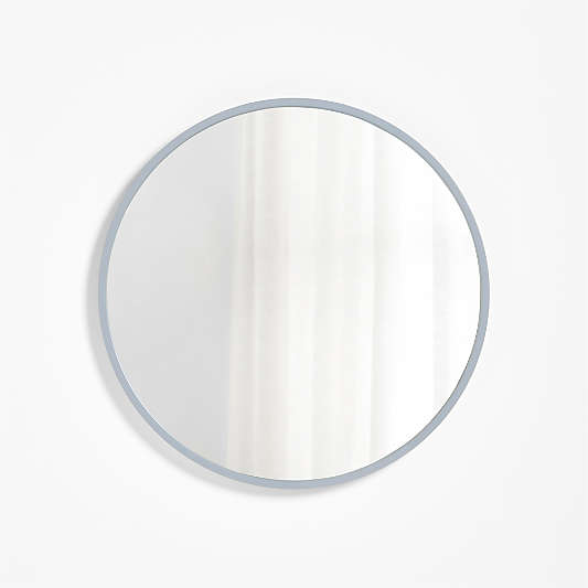 Finn Blue Wooden 31" Round Kids Wall Mirror