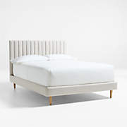Waveland Ivory and Natural Stripe Upholstered Kids Full Bed