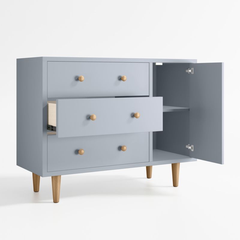 Finn Narrow Quarry Blue Wood 3-Drawer Kids Dresser with Door and Changer Table Topper - image 3 of 6