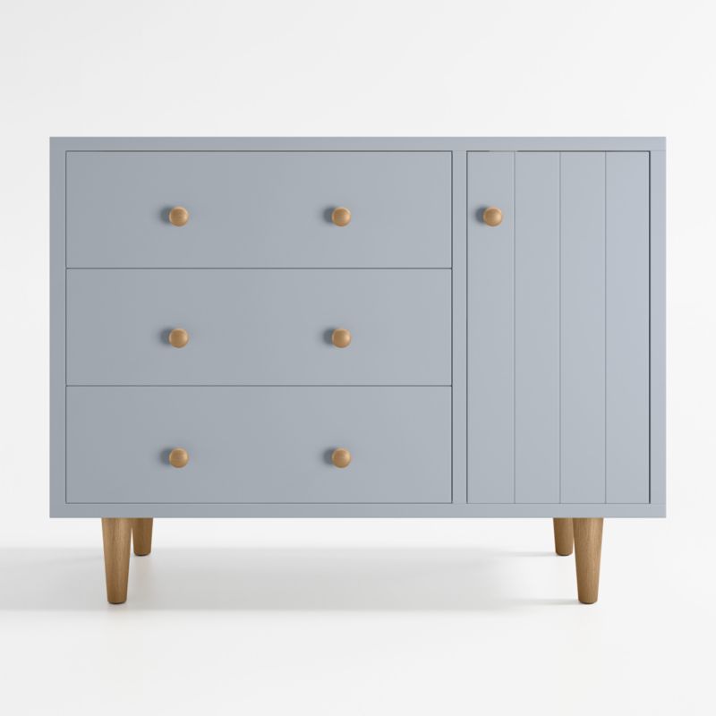 Finn Narrow Quarry Blue Wood 3-Drawer Kids Dresser with Door and Changer Table Topper - image 0 of 6