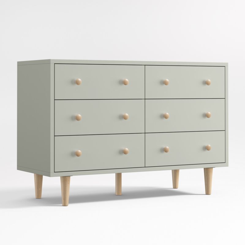 Finn Sage Green Wood Wide 6-Drawer Kids Dresser - image 5 of 11