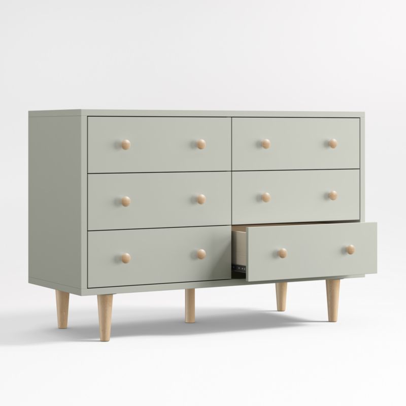 Finn Sage Green Wood Wide 6-Drawer Kids Dresser - image 6 of 11