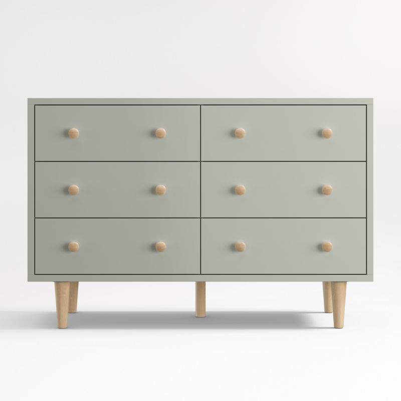 Finn Sage Green Wood Wide 6-Drawer Kids Dresser - image 0 of 11