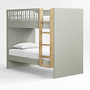 Finn Sage Green Wood Kids Bunk Bed with Oak Wood Ladder