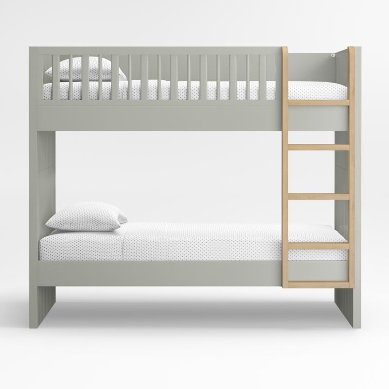 Finn Sage Green Wood Kids Bunk Bed with Oak Wood Ladder - image 3 of 7