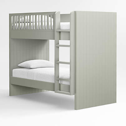 Finn Sage Green Wood Kids Bunk Bed with Sage Green Wood Ladder