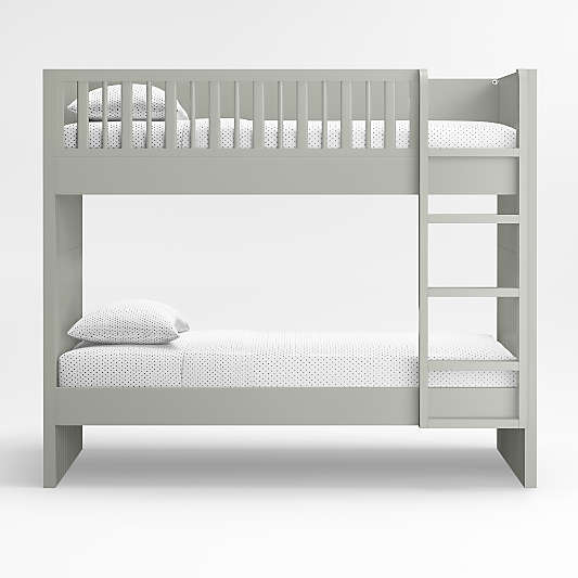 Finn Sage Green Wood Kids Bunk Bed with Sage Green Wood Ladder