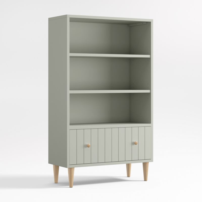 Finn Tall Sage Green Wood 3-Shelf Kids Bookcase with Drawer - image 4 of 9