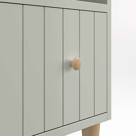 Finn 36" Sage Green Wood 3-Shelf Tall Kids Bookcase with Drawer