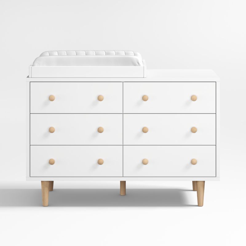 Finn Wide White Wood 6-Drawer Kids Dresser with Changing Table Topper - image 0 of 11