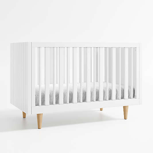 Finn White Wood Convertible Baby Crib