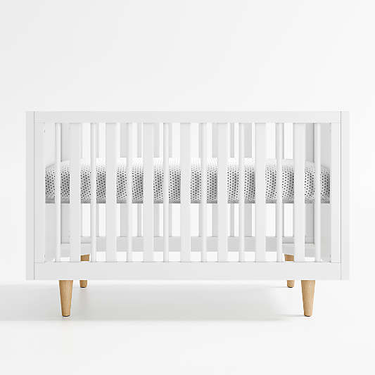 Finn White Wood Convertible Baby Crib