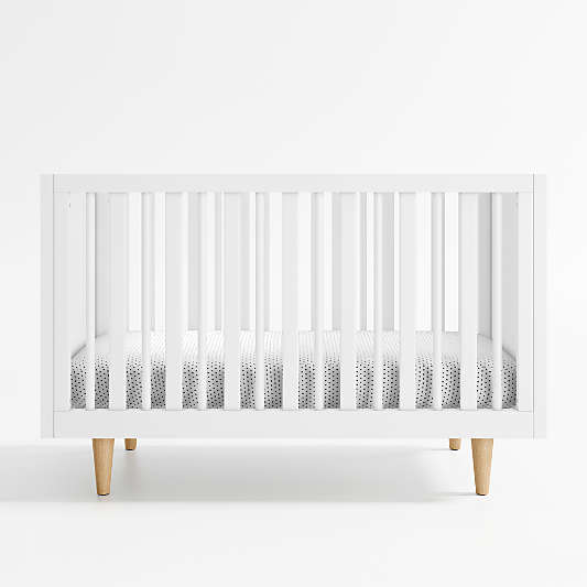 Finn White Wood Convertible Baby Crib