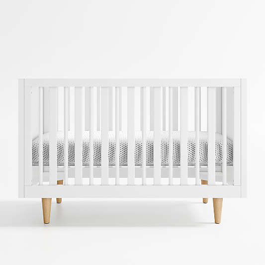 Finn White Wood Convertible Baby Crib