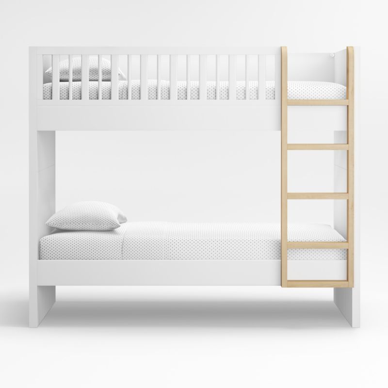 Finn White Wood Kids Bunk Bed with Oak Wood Ladder - image 3 of 7