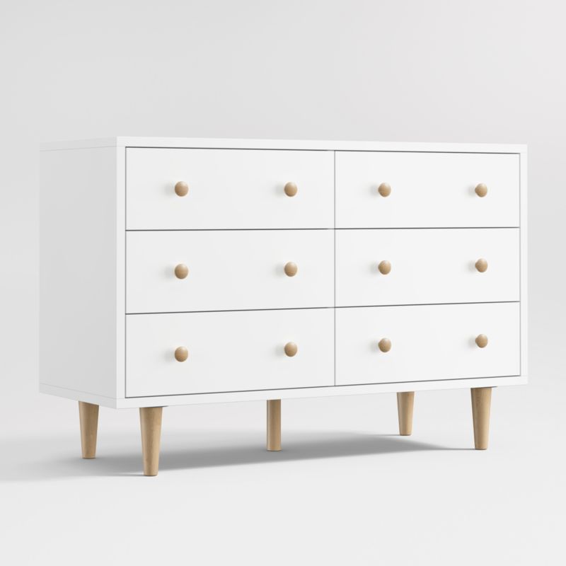 Finn White Wood Wide 6-Drawer Kids Dresser - image 3 of 7