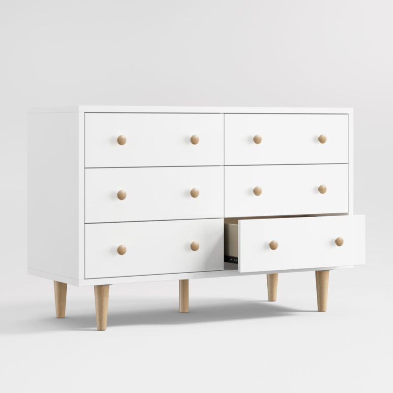 Finn White Wood Wide 6-Drawer Kids Dresser - image 4 of 7