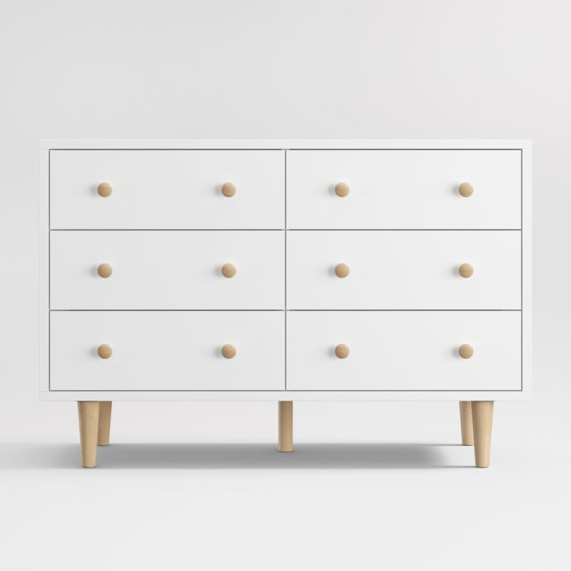 Finn White Wood Wide 6-Drawer Kids Dresser - image 0 of 7