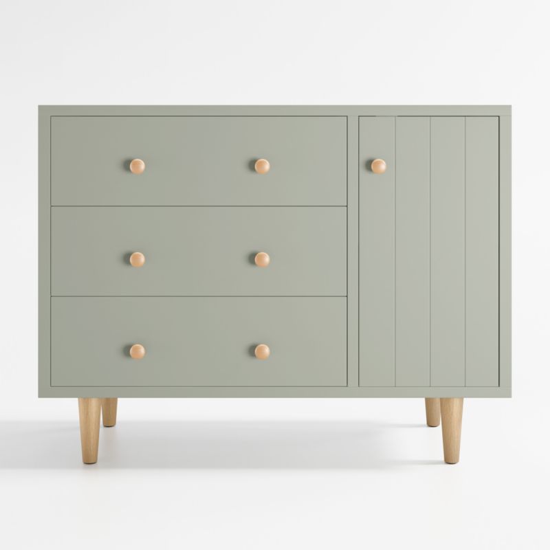 SOLD Refinished Mid Century Modern Sage / Green Dresser, Gold