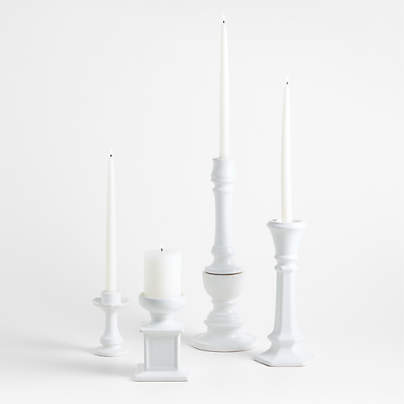 Firenze White Ceramic Candle Holders