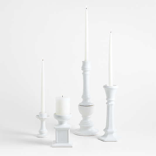 Firenze 6" White Ceramic Pillar Candle Holder