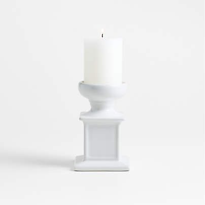 Firenze 6" White Ceramic Pillar Candle Holder