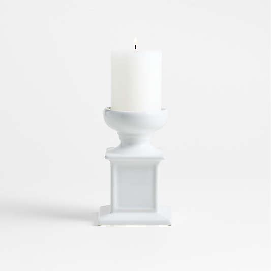 Firenze 6" White Ceramic Pillar Candle Holder