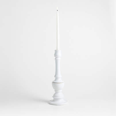 Firenze 16" White Ceramic Taper Candle Holder