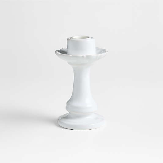 Firenze 5" White Ceramic Taper Candle Holder