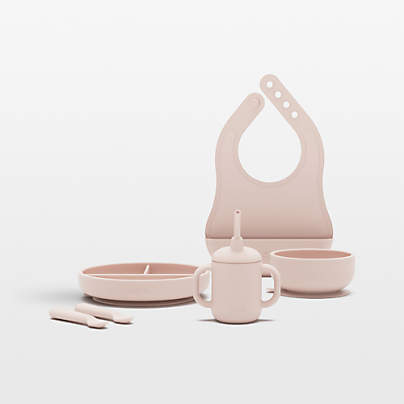 Lalo Grapefruit Pink First Bite Full Baby Feeding Set