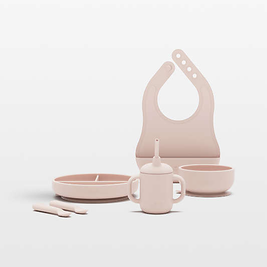 Lalo Grapefruit Pink First Bite Full Baby Feeding Set