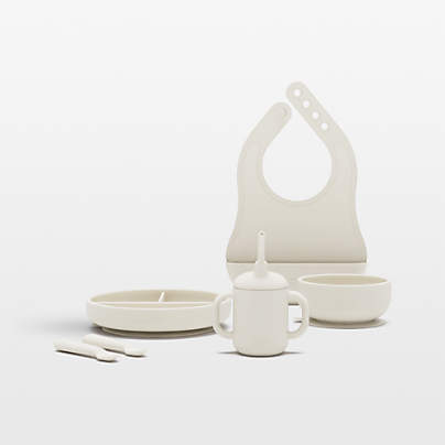 Lalo Oatmeal White First Bite Full Baby Feeding Set