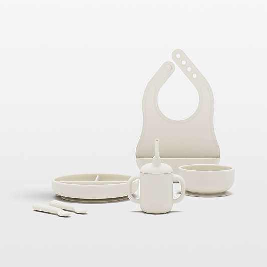 Lalo Oatmeal White First Bite Full Baby Feeding Set
