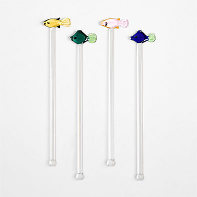 View Fish Icon Drink Stirrers, Set of 4 details