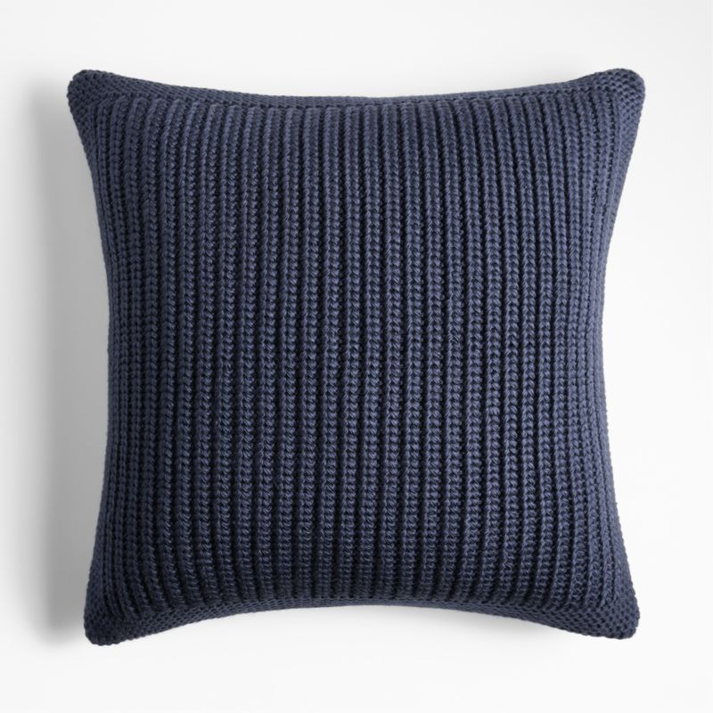 Storm Grey Wool Blend 23''x23" Fisherman Knit Throw Pillow with Feather Insert - image 2 of 6