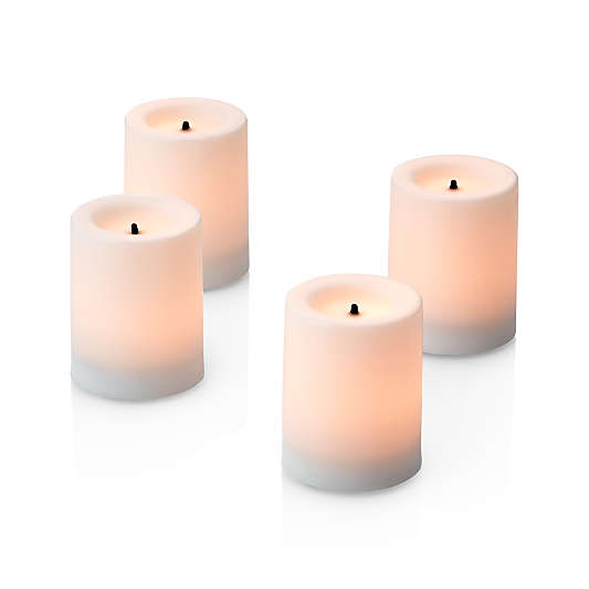 Flameless White Votive Candles with Timer, Set of 4