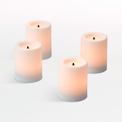 View Flameless White Votive Candles with Timer, Set of 4 details