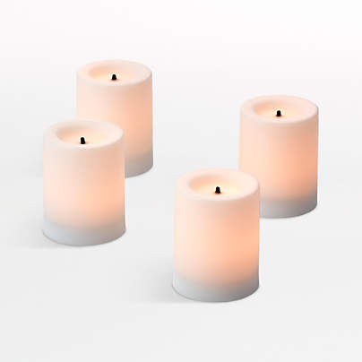 Flameless White Votive Candles with Timer, Set of 4