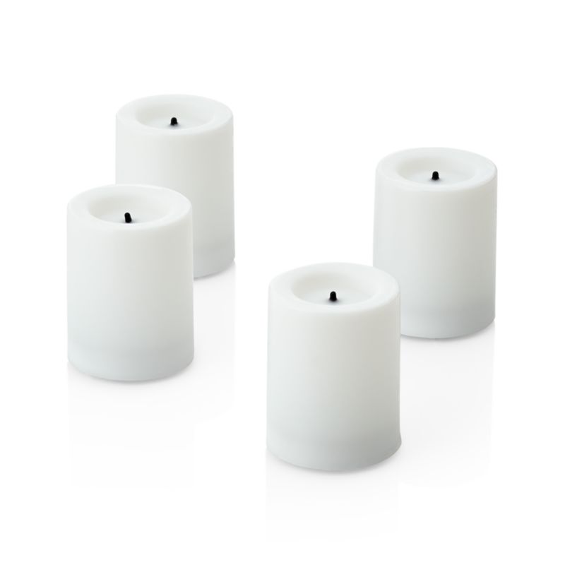Flameless White Votive Candles with Timer, Set of 4