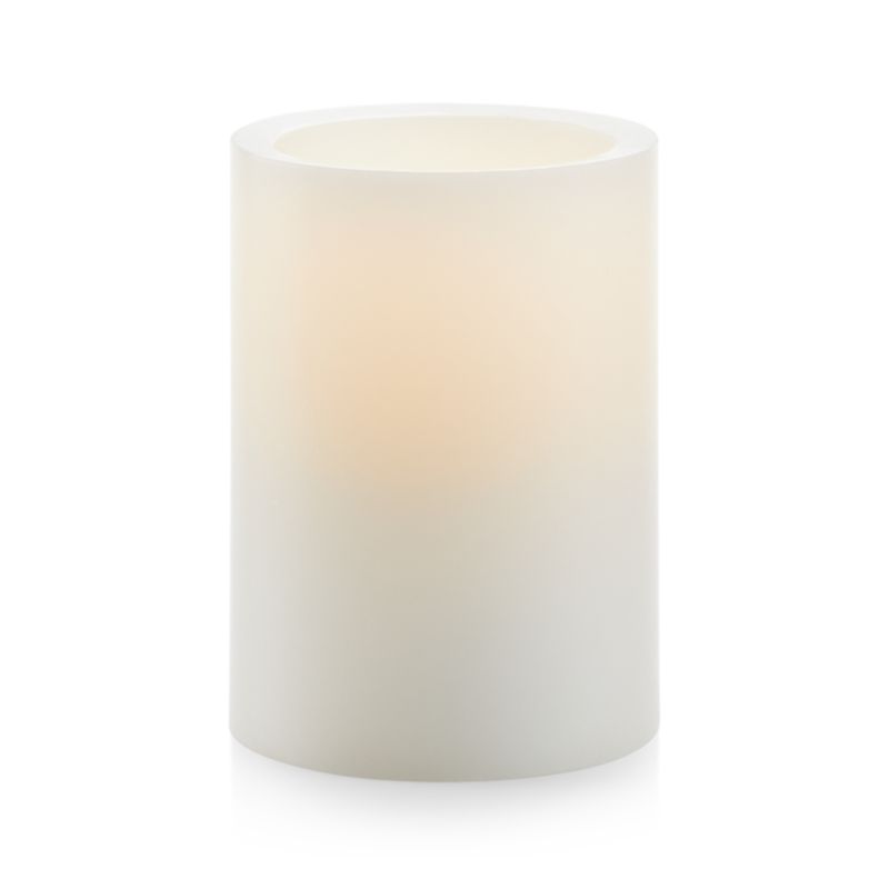 Warm White Flameless 3"x4" Wax Pillar Candle