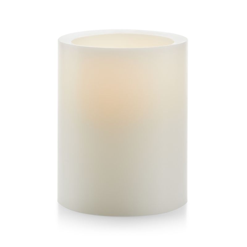 Warm White Flameless 4"x5" Wax Pillar Candle
