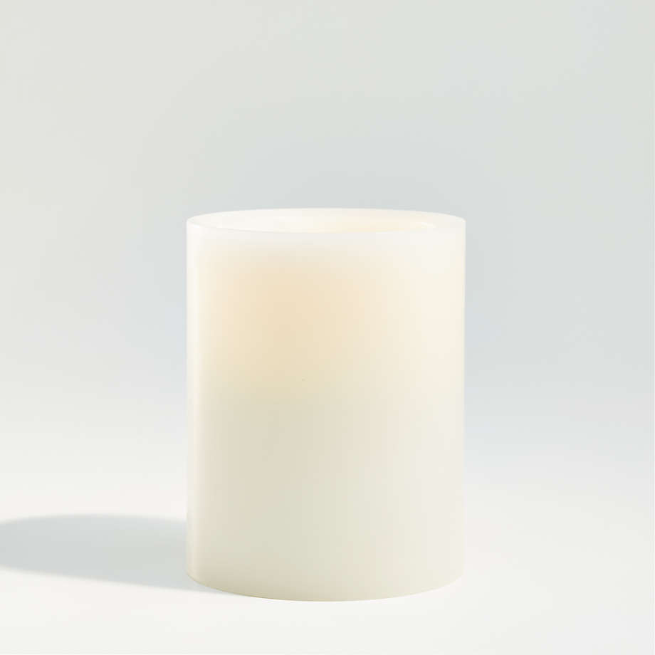 Warm White Flameless 4"x5" Wax Pillar Candle + Reviews Crate & Barrel
