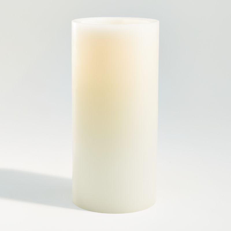 Warm White Flameless 4"x8" Wax Pillar Candle