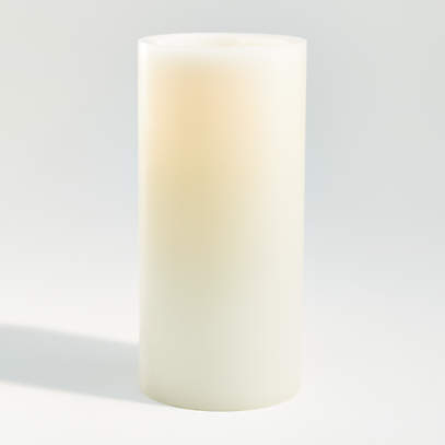 Warm White Flameless 4x8 Wax Pillar Candle + Reviews