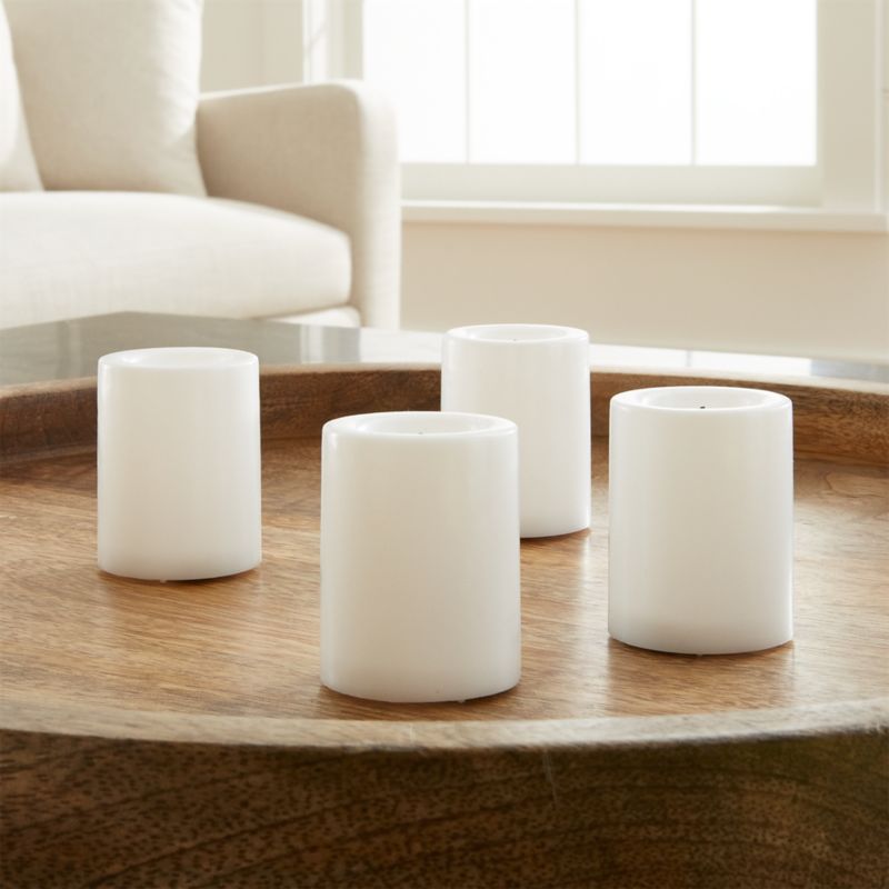 Flameless White Votive Candles with Timer, Set of 4