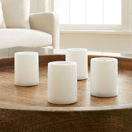 Flameless White Votive Candles with Timer, Set of 4